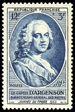 France - Journée du Timbre 1953 – Le Comte d’Argenson (1953)